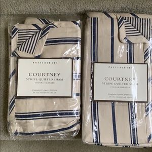 Navy Striped Pillow Shams